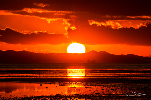 東京湾 夕焼け・夕日の美しい干潟のある木更津の浜辺
